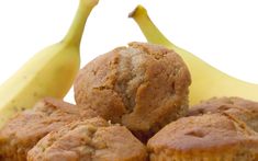 muffins and bananas sitting on top of each other