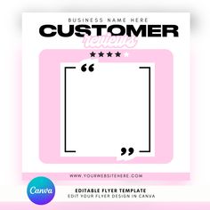 a pink and black business card with the words customer celebration