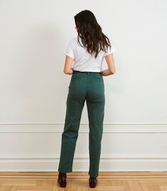 Ever want to wear a classic workwear pant, but can't get the fit right for your curves? The Long James Pants answer our quest for that work pant look, but with our classic high waist and perfect butt fit! These Long James have a longer inseam than our regular James Pants. Made from washed stretch cotton twill and featuring front and back pocket, belt loops and a button fly. FIT NOTE: The measurements below are of the actual pants. These are made with stretch fabric and will fit up to 2" bigger i Straight Fit Jeans For Work, Fitted Straight Jeans For Work, Fitted Tapered Leg Work Jeans, Fitted Tapered Leg Jeans For Work, Loose Fit Straight Leg Work Pants With Welt Pockets, Fitted Straight Cargo Pants With Five Pockets, Loosely Fitted Straight Leg Cargo Pants, Mid-rise Tapered Pants For Workwear, Mid-rise Tapered Work Pants