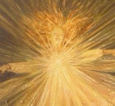 an abstract painting with yellow and brown colors in the center, as if it were fire or ice