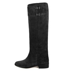 Spirea suede, black - wide calf boots, large fit boots, calf fitting boots, narrow calf boots Narrow Calf Boots, Double Monk Strap, Wide Calf Boots, Casual Chic Style, Flat Boots, Monk Strap, Slim Fit Jeans, Knee Boots, Knee High