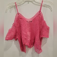 Super Cute Nwt Lulumari Cold Shoulder Top! It's Perfect For Vacation Or To Wear Over A Bandeau Top! In Perfect Condition. No Rips Tears Or Stains! Questions? Message Me! Trendy Open Knit Crop Top For Beach, Pink Crochet Top For Vacation, Trendy Pink Open Knit Top, Summer Party Pink Crochet Top, Summer Party Crop Top With Open Knit, Open Knit Crop Top For Summer Parties, Trendy Crochet Top For Party, Hot Pink Tank, Crochet Tops Free Patterns