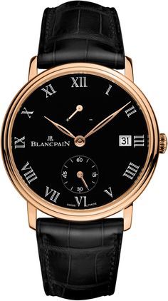 6614-3637-55b Blancpain Villeret 8 Days Manual Wind Mens Watch Swiss Luxury Watches, Swiss Army Watches, High End Watches, Rose Gold Case, Kids Watches, Crocodile Leather, Luxury Watches For Men, 8 Days, Swiss Watches