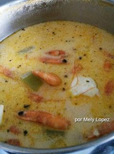 the soup is prepared and ready to be eaten in the pot on the stove top