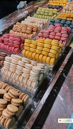 there are many different types of macaroons on display