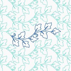 a blue and white pattern with leaves on it