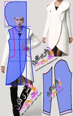 an image of a woman's coat and pants with the pattern cut out on it