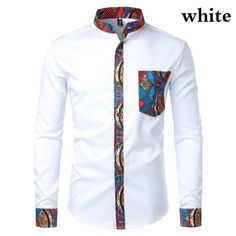 Dashiki African Mens Shirt Patchwork Pocket Africaine Print Shirt Men Ankara Style Long Sleeve Design Collar Mens Dress Shirts This item is everything you've dreamed of and more. It feels soft and lightweight, with the right amount of stretch. It's comfortable and flattering for all. Limited Stock! • Available For A Limited Time, Get Yours Today • 100% Quality Guaranteed Plus Fast And Secure Free Shipping Worldwide With Tracking Available • Made Of High Quality Premium Material • Get Your Own Wh White Long Sleeve Shirt With Patchwork, Fitted White Patchwork Shirt, African Dashiki Shirt, Shirt Patchwork, Dashiki For Men, Dashiki Shirt, Vintage Shirt Dress, African Shirts For Men, Printed Shirts Men