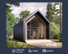 an image of a small house made out of shipping containers with the words villa on it