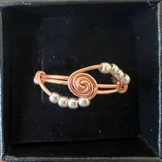 Rose Gold Fidget Ring With Sterling Silver Beads / Rose Gold and Silver Worry Ring - Etsy Art Wire, Rose Gold And Silver, Worry Ring, Jasper Ring, Green Jasper, Fidget Rings, Rose Gold Band, Spinner Rings, Multi Stone Ring