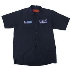 Apparel Mustang Mechanic's Shirt Button-Up Short Sleeve Blue Navy Short Sleeve Tops With Button Closure, Navy Short Sleeve Shirt With Buttons, Blue Short Sleeve T-shirt With Buttons, Mechanic Shirt, Running Horse, Running Horses, Mechanic Shirts, Short Sleeve Button Up, Work Shirts