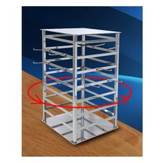 a metal rack with two red circles around it