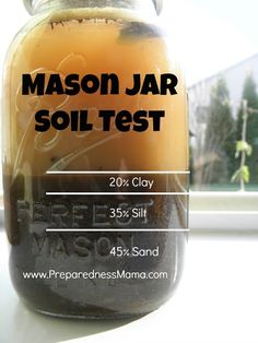 mason jar soil test label on glass jar with trees in the backgroung