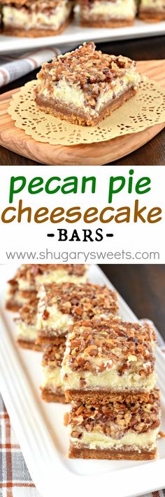 pecan pie cheesecake bars on a plate