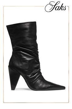 Crafted of leather, these Lynn ankle boots from Schutz feature a pointed toe, side zip closure, and 100mm triangular heel. Point toe Side zip closure Leather upper Synthetic lining Leather sole Imported SIZE Block heel: about 4 (100mm) Shaft: about 7 Leg opening: about 10 Leather Ankle Boots, Side Zip, Block Heels, Apparel Accessories, Leather Upper, Ankle Boots, Boots, Heels, Leather