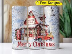 Winter Tumbler, Beautiful Christmas Scenes, Pole Nord, Christmas Tumbler, Free Tumbler, Christmas Truck, Christmas Tumblers, Vintage Truck