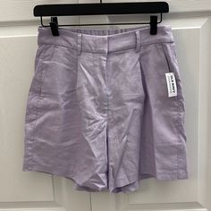 Brand New, Never Worn Old Navy Extra High-Waisted Taylor Linen-Blend Trouser Shorts In Dusky Lavender, 6 Inch Inseam Spring Lavender Relaxed Fit Bottoms, Relaxed Fit Lavender Bottoms With Pockets, Purple Bottoms For Summer Workwear, Purple Summer Workwear Bottoms, Relaxed Fit Lavender Cotton Bottoms, Lavender Cotton Bottoms Relaxed Fit, Lavender Cotton Bottoms With Relaxed Fit, Fitted Shorts With Short Inseam For Daywear, Lavender Bottoms With Elastic Waistband For Spring