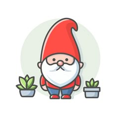 an image of a gnome with potted plants