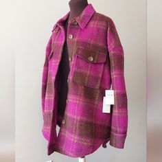 Nwt Ga Size 1/2 Is S/M But Fits Quite Oversized Sherpa Trucker Jacket, Plaid Shacket, Faux Leather Coat, Green Blazer, Teddy Coat, Anorak Jacket, Oversized Blazer, Double Breasted Blazer, Trucker Jacket