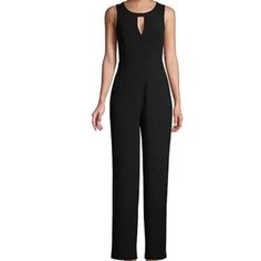 Last One! Approximate Measurements Taken With Garment Laying Flat Armpit To Armpit 17.5" Waist 13.5" Length 60" Inseam 32" Leg Opening 10" Bcbg Maxazria Front-Keyhole Jumpsuit Size 4 Solid Black Sleeveless Msrp $298 Jumpsuit With A Front Keyhole. Roundneck, Sleeveless Hook-And-Eye Closure At Back Keyhole, Concealed Back Zip, Side Pockets Banded Waist, Polyester/Rayon/Spandex, Machine Wash. 64%Polyester, 30% Rayon, 6% Spandex Shipping 1lb 2oz Usps Mail Ab-038 Lp Elegant Fitted Jumpsuits And Rompers With Cutout, Elegant Fitted Jumpsuit With Cutout Details, Elegant Fitted Jumpsuit With Cutout, Black Lace Jumpsuit, Black Lace Romper, Embroidered Jumpsuit, Bordeaux Color, Silk Romper, Maxi Jumpsuit