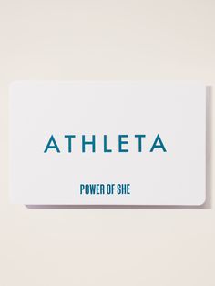 a white business card with the word athleta on it's back side