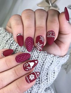 Rustic Christmas Nails, Nail Designs Sweater, Nails Board, Xmas Nail Art, Sweater Nails, Christmas Nail Art Designs, Christmas Nails Acrylic