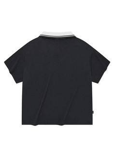 This sporty T-shirt is inspired from 90's soccer uniform with emblem logo and striped detail. It is cut from comfortable and breathable polyester.- Collared V-neck- Graphic print at front - Double strips at sleeves- Point logo label at side- Loose fit Black Tops With Contrast Stripes For College, Black Contrast Stripes Top For College, Collegiate Black Tops With Three Stripes, Sporty Polo Collar T-shirt With Relaxed Fit, Black Varsity Top With Three Stripes, Black Jersey Tops With Three Stripes, Black Contrast Stripes Sports Top, Black Jersey Top With Three Stripes, Sporty Crew Neck Polo Shirt For Streetwear