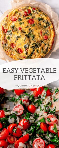 an easy vegetable frittata recipe with tomatoes and spinach