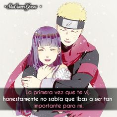 two anime characters hugging each other with the caption'la primera vez que vit, hoestamente nosba que que abuia que las basas, as se silasa