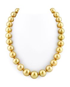 This exquisite Golden South Sea pearl necklace features 12-14mm, AAA quality pearls hand-picked for their radiant luster and overtones. 

This necklace can be customized to your specifications, and comes packaged in a beautiful jewelry gift box with a complementary pearl care kit.

This strand can also be accompanied by an official appraisal by the GLA (Gemological Laboratory of America) detailing the specifics and retail value of the strand. A unique certificate is generated for every order South Sea Pearl Necklace, Single Pearl Necklace, Golden South Sea Pearls, Mother Of Pearl Jewelry, Pearl Necklace Wedding, Pearl Jewelry Wedding, Cultured Pearl Necklace, Buy Necklace, Pearl Choker Necklace