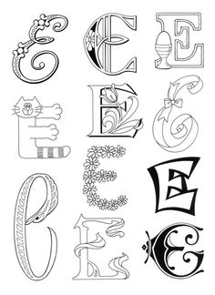 the letters and numbers are drawn in black ink on white paper, with an ornate design