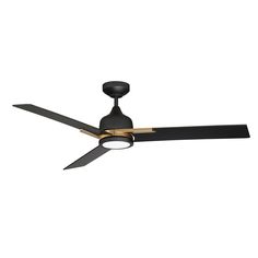 a ceiling fan that is black and gold