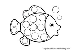 a black and white drawing of a fish with polka dots on it's body