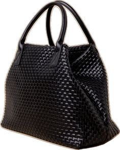 Modern Shoulder Bag With Braided Handles For Work, Chic Black Bag With Woven Leather, Black Structured Bag For Shopping, Black Structured Shopping Bag, Black Workwear Bags With Braided Handles, Structured Black Bag For Shopping, Structured Black Shopping Bag, Workwear Tote Shoulder Bag With Braided Handles, Modern Woven Leather Bags For Work