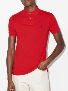 Classic Red Tops With Collared Neckline, Red Polo Collar T-shirt For Summer, Red Cotton Polo Shirt For Summer, Summer Red Cotton Polo Shirt, Casual Red Polo Shirt With Collared Neckline, Fitted Red Polo Shirt With Polo Collar, Red Fitted Polo Shirt, Fitted Red Polo Shirt, Classic Red Fitted T-shirt