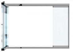 an open glass door on a white background