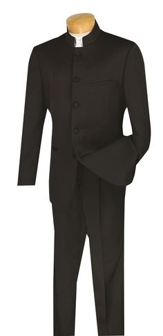 Nehru Stlye 
5 Button Jacket 
Single Breasted 
Banded Collar 
Side Vents 
Pleated Pants 
Luxurious Wool Feel
Dry Clean Only 
Imported
All sizes displayed are jacket sizes. All suits come with pants lined to the knee. All pant sizes will be 6 inches smaller than the jacket size. For example a 42 jacket will come with a 36 waist pant. All pants will be unhemmed at the bottom. Classic Nehru Jacket For Formal Occasions, Elegant Nehru Jacket With Buttons, Classic Nehru Jacket For Business, Classic Semi-formal Nehru Jacket, Classic Formal Nehru Jacket With Button Closure, Classic Black Nehru Jacket, Classic Semi-formal Nehru Jacket With Button Closure, Classic Nehru Jacket With Button Closure For Formal, Classic Nehru Jacket With Button Closure For Formal Occasions