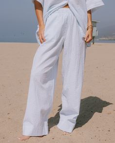 Seersucker Resort Pants - Lake Day/White Stripe Resort Pants, Lake Day, Straight Pants, White Stripe, Final Sale, Lounge Wear, Lake