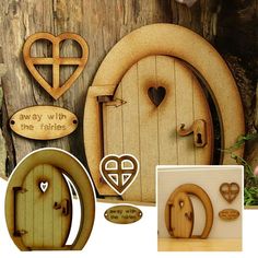 an image of a fairy door with wooden decorations