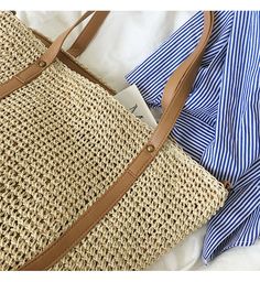 Beige Rectangular Straw Bag For Travel, Casual Beige Straw Bag With Leather Handles, Beige Basket Straw Bag For Travel, Beige Woven Straw Bag For Travel, Brown Long Handle Straw Bag, Beige Straw Bag With Leather Handles For Beach Season, Beach Season Beige Straw Bag With Leather Handles, Casual Rectangular Straw Bag With Leather Handles, Woven Straw Satchel For Shopping