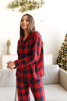 Cotton Plaid Pajama Set- it is combines comfort and timeless style, perfect for lounging and cozy night's sleep. Whether it's warm or cool outside- this pajama set will help you sleep well and feel relaxes at home. The plaid design looks cute and cozy, and the set comes with a button-up shirt and pants with a stretchy waist, so it is easy to wear. More Details: |This pajamas made from soft and breathable cotton, 100% cotton |Relaxed Fit, that ensures all-night sleep |Elastic Waist Pants with pockets |Shirt with buttons Please refer to our size chart to be sure that you choose correctly sizes. We offer these set in sizes xs,s,m,l,xl and also do a custom order. Please note that the shade may differ slightly as each phone, screen has its own color rendering. Pajama Winter, Plaid Cotton Sleepwear For Lounging, Pyjamas Plaid, Cozy Plaid Sleepwear Loungewear, Plaid Winter Sleepwear, Cozy Plaid Cotton Sleepwear, Shirt With Buttons, Plaid Pajama, Cotton Pajamas Women