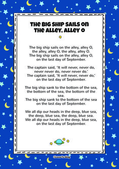 the big ship sails on the alleyy, alleyy o poem with stars and moon background