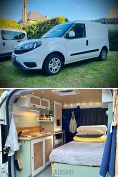 the interior and exterior of a camper van