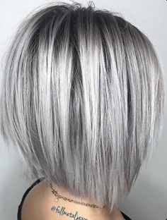 Bob Longer In Front Shorter In Back, Anti Gray Hair, Angled Bobs, Silver Hair Color, Grey Hair Color, Blonde Bobs