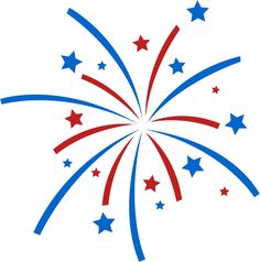 red white and blue fireworks clipart