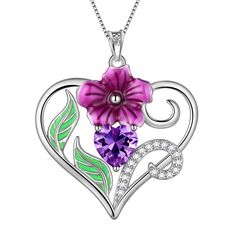 PRICES MAY VARY. FEBRUARY - VIOLET. Violets are all about love. They have heart shaped leaves, are used in poems, and area a sign of true love and everlasting affection. BIRTH MONTH FLOWER WITH BIRTHSTONE NECKLACE.The birth flower necklace with birthstone is the most unique jewelry. Twelve kinds of flowers correspond to twelve months. Birth flowers blooming in different months have different characteristics, symbolizing health, happiness and strength. It can protect you and bring good luck. ❤Mat Valentine's Day Silver Flower Jewelry, Pink Hallmarked Necklaces As Gifts, Personalized Purple Jewelry For Birthday Gift, Flower-shaped Sterling Silver Necklace For Valentine's Day, Valentine's Day Flower Shaped Sterling Silver Necklace, Flower Shaped Sterling Silver Necklaces For Valentine's Day, Purple Flower Shaped Jewelry Gift, Charming Silver Necklace For Valentine's Day, Silver Flower-shaped Jewelry For Valentine's Day