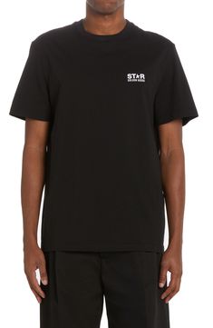 The Italian brand's broken-star logo is magnified at the back of this cotton tee with a relaxed fit and retro-cool attitude. Crewneck Short sleeves 100% cotton Machine wash, tumble dry Made in Italy Men's Designer Clothing Black Crew Neck T-shirt With Star Patch, Graphic Tee Cotton T-shirt With Star Patch, Casual Crew Neck T-shirt With Star Patch, Cotton Crew Neck T-shirt With Star Patch, Cotton Graphic Tee With Star Patch, Cotton T-shirt With Star Patch And Short Sleeves, Cotton T-shirt With Star Patch, Black Crew Neck Top With Star Patch, Relaxed Fit Tops With Star Logo For Streetwear