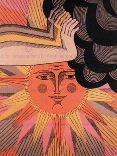 an image of a woman with her hair in the air and sun above her head