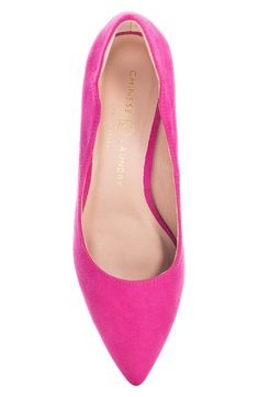 Perfectly poised and fit for any occasion, this classic pointy-toe pump is lifted by a slender heel. 3 1/4" heel Synthetic upper, lining and sole Imported Pink Fitted Kitten Heels For Evening, Fitted Pink Kitten Heels For Evening, Pink Formal Court Shoes With Deep Heel Cup, Formal Pink Court Shoes With Deep Heel Cup, Pink Pointed Toe Court Shoes With Sculpted Heel, Fitted Pink Court Shoes With Padded Heel, Pink Fitted Kitten Heels For Formal Occasions, Chic Pink Court Shoes With 4-inch Heel, Pink Pointed Toe Court Shoes With Padded Heel