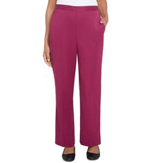 Wine Country Proportioned Medium Length Elastic Waistband Pants. Boasting Side Seam Pockets For Functionality While The Sleek Flat Front Adds A Modern TouchDetails: Side seam pockets Elastic back waistband Machine Wash Cold/Tumble Dry Alfred Dunner style# 73403VK Stretch Solid Color Dress Pants With Pockets, Stretch Dress Pants With Elastic Waistband, Stretch Full-length Pants With Hip Pockets, Stretch Full-length Bottoms With Welt Pockets, Solid Full-length Dress Pants With Side Pockets, Stretch Full Length Pants With Side Pockets, Stretch Wide Leg Full-length Pants With Welt Pockets, Stretch Dress Pants With Pockets, Full Length Pants With Comfort Waistband For Work